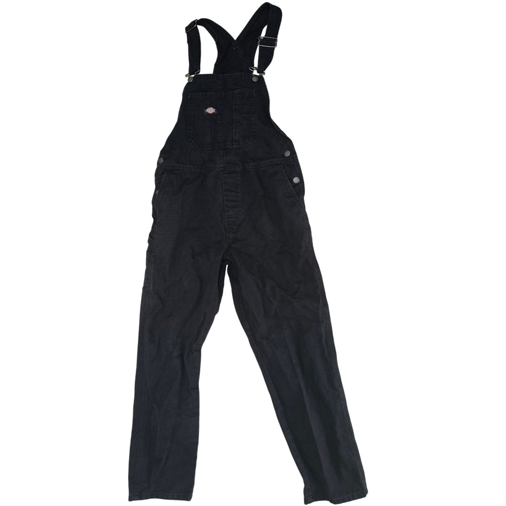 Dickies Black Cotton Canvas Bib Overalls Straight Leg Utility Workwear Small